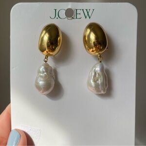JCrew Freshwater pearl and gold earrings
